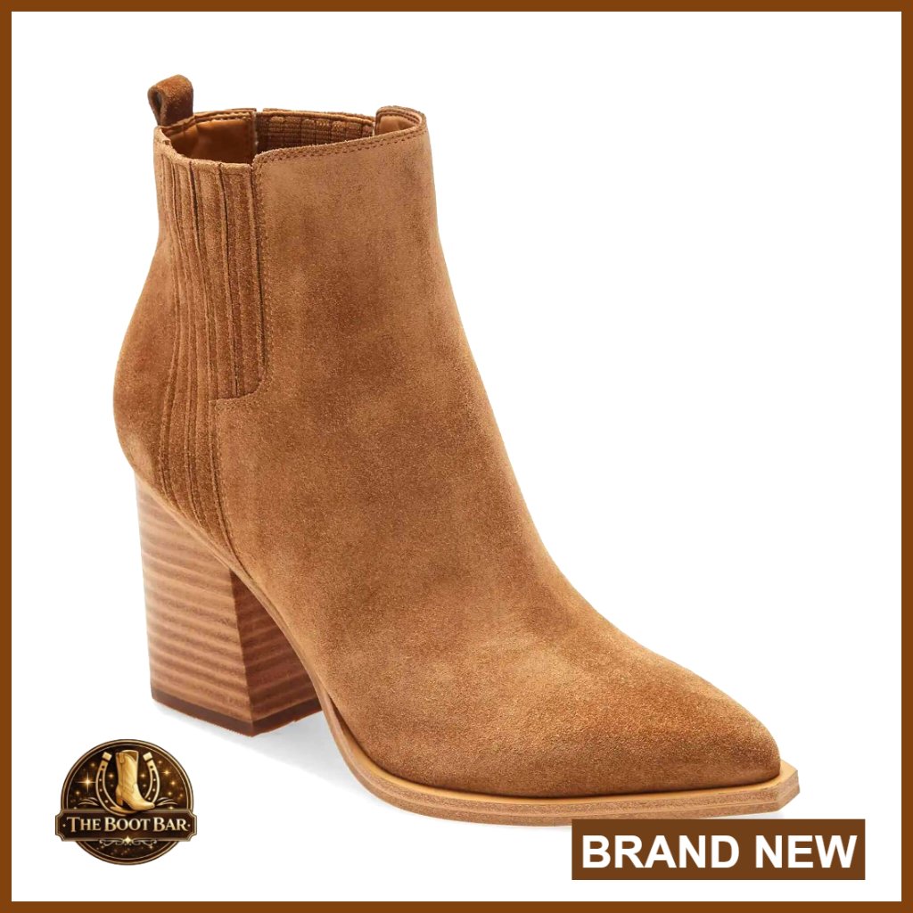 Pointed Toe Ankle Boots Chunky Heel Faux Suede Leather Booties